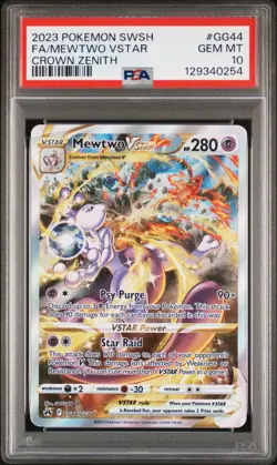 2023 POKEMON SWORD & SHIELD CROWN ZENITH #GG44 FULL ART/MEWTWO VSTAR PSA 10 - Image 1