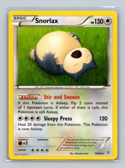 Snorlax 58/83 - XY Generations Non Holo Rare Pokemon Card - LP - Image 1