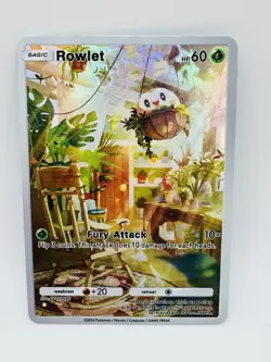 Pokemon POCKET Rowlet Kawaii illustration DIY Doujin Art Card - Image 1