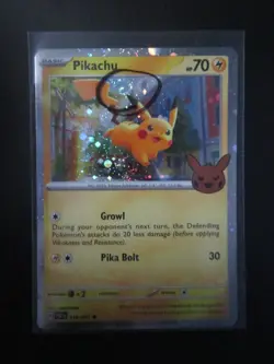 PIKACHU HOLO POKEMON CARD 018/091 TRICK OR TRADE W/ SWIRL NEVER PLAYED NM- - Image 1