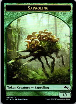 Magic the Gathering Foil Saproling Token Full Art Unstable MTG Free Shipping! - Image 1