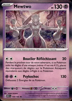 Carte Pokemon MEWTWO 150/165 HOLO EV3.5 Ecarlate et Violet MEW 151 FR NEUF - Image 1