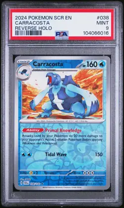2024 POKEMON SCR EN #038 CARRACOSTA REVERSE HOLO PSA 9 POP 7 STELLAR CROWN #38 - Image 1