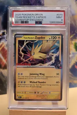 PSA 9 Team Rocket's Zapdos 070/182 Destined Rivals Asia Promo Stamped Pokemon - Image 1
