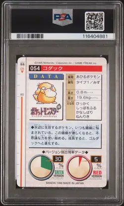 1996 POKEMON JPN BANDAI CARDDASS VENDING #54 PSYDUCK PSA 9 - Image 2