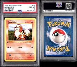 1999 POKEMON BASE SET 1ST EDITION #28 GROWLITHE PSA 8 - Image 3