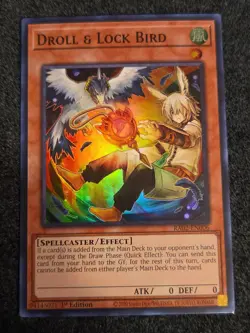 Yugioh! Droll & Lock Bird RA02-EN006 Super Rare Alternate Art 1st Edition NM - Image 1