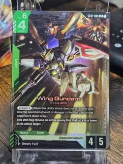 Gundam Card Game Wing Gundam ST02-001 LR Rare Card Near Mint Condition - Image 1