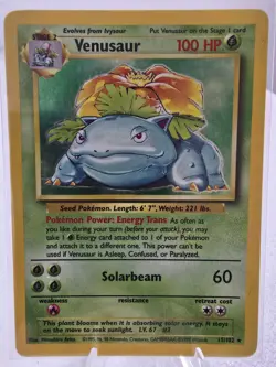 Pokemon Venusaur 15/102 Base Set Holo Unlimited Rare Card Pokemon TCG - LP - Image 1