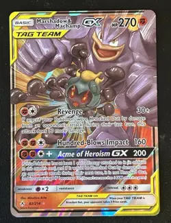 Pokemon TCG Marshadow & Machamp GX Holo Card 82/214 Sm-Unbroken Bonds - Image 1