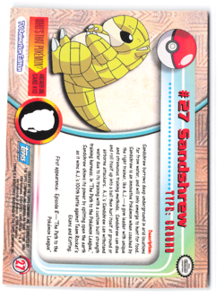 Topps Chrome 2000 Sandshrew Pokemon Card #27 Holo NM SPECTRA - Image 2