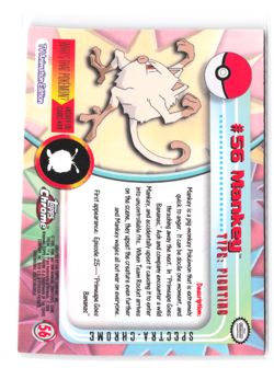Topps Chrome 2000 Mankey Pokemon Card #56 Holo NM SPECTRA - Image 2
