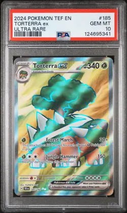 PSA 10 GEM MINT TORTERRA EX #185 ULTRA RARE 2024 POKEMON TEF-EN TEMPORAL FORCES - Image 1