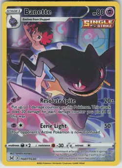 Pokemon Banette TG07/TG30 SWSH11: Lost Origin Trainer Gallery Ultra Rare NM - Image 1