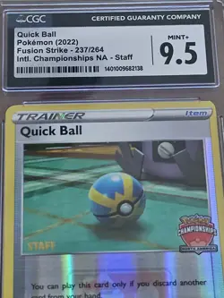 Pokemon Quick Ball 237/264 Staff Promo Fusion Strike CGC 9.5 Pop 7 LOW POP! - Image 4