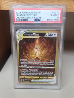 PSA 10 Arceus Vstar GG70 Pokemon Crown Zenith Galarian Gallery Gold Secret SWSH - Image 1