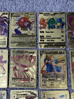 Set of 25 Pokemon Blastoise,Pikachu&Cosplay,Mew&More Gold Foil Fan Art Cards - Image 3