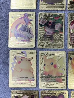 Set of 25 Pokemon Blastoise,Pikachu&Cosplay,Mew&More Gold Foil Fan Art Cards - Image 5