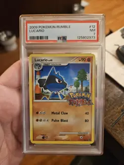 Pokemon Card Lucario 12/16 Holo Foil Rumble Promo 2009 PSA 7 RARE - Image 1