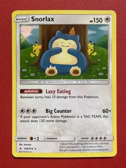 Snorlax 158/214 Sm-Unbroken Bonds Holo Pokemon Card TCG - Image 2