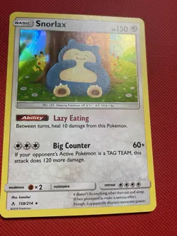 Snorlax 158/214 Sm-Unbroken Bonds Holo Pokemon Card TCG - Image 3