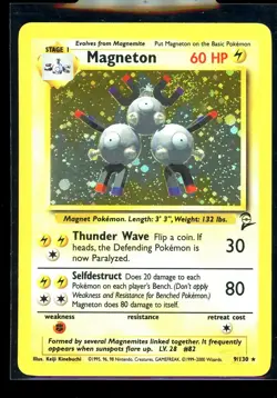 2000 Pokemon TCG Base Set 2 WOTC Magneton Holo Rare 9/130 Vintage Card NM- Swirl - Image 1