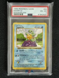 1999 POKEMON BASE SET SHADOWLESS #63 SQUIRTLE PSA 4 - Image 1