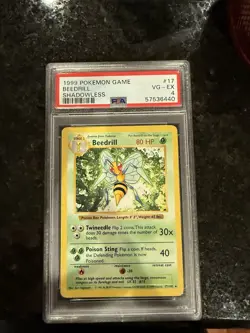 Pokemon TCG Beedrill Base Set, 17/102, Regular Shadowless Rare Psa 4 - Image 1