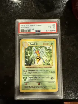 Pokemon TCG Beedrill Base Set, 17/102, Regular Shadowless Rare Psa 4 - Image 2