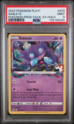 2023 Pokemon Play! Sableye Pokemon Prize Pack Series 3 PSA 9 - Image 1