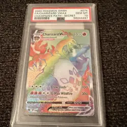 PSA 10 GEM MINT Pokemon Champion Path Secret Rare Rainbow Charizard VMAX 074/073 - Image 2