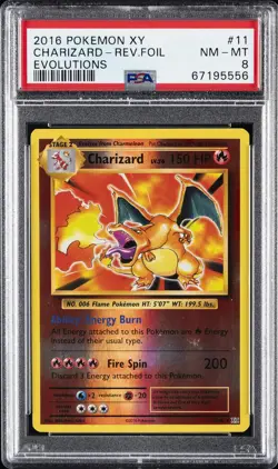 2016 POKEMON XY EVOLUTIONS #11 CHARIZARD-REVERSE FOIL PSA 8 - Image 1