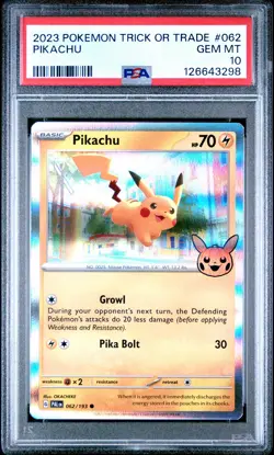2023 POKEMON TRICK OR TRADE #062 PIKACHU PSA 10 - Image 1