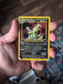 Pokemon TCG Tyranitar Holo Rare Card 12/75 Neo Discovery HP/CREASES - Image 1