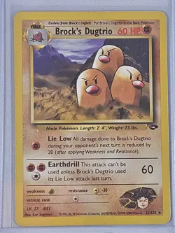 Brock's Dugtrio 22/132 Rare Gym Challenge Pokemon Card - LP - Image 1