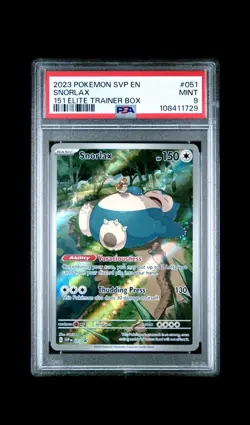 2023 Pokemon #51 Snorlax 151 Promo Star Elite Trainer Box PSA 9 Graded TCG Card - Image 1