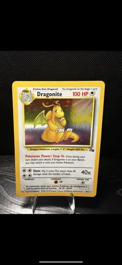 Pokemon TCG Dragonite Fossil Holo Rare Card Unlimited LP 4/62 Vintage 1999 NM-LP - Image 1