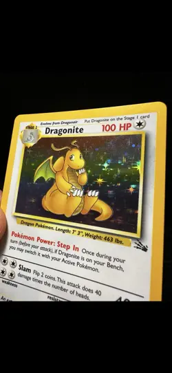 Pokemon TCG Dragonite Fossil Holo Rare Card Unlimited LP 4/62 Vintage 1999 NM-LP - Image 2