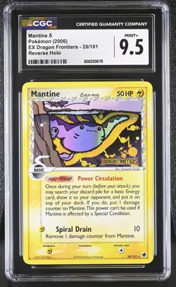 CGC 9.5 Mantine EX Dragon Frontiers 20/101 Reverse Holo STAMPED Pokemon Card - Image 1