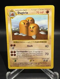 Dugtrio (Shadowless) 19/102 WOTC Base Set Rare Pokemon TCG - Image 1