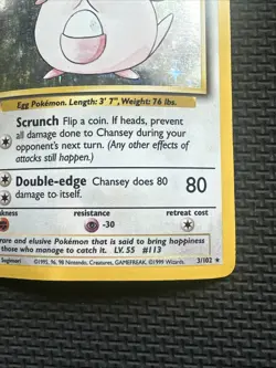 Chansey - 3/102 - Holo Rare - HP/ damaged - Unlimited Edition Pokemon Base Set - Image 4