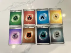Pokemon 151 Basic Energy Cosmo Holo Full Set Of (8) SVE 001-008 - Image 1