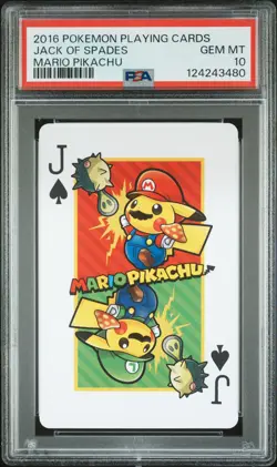 2016 POKEMON PLAYING CARDS MARIO PIKACHU JACK OF SPADES PSA 10 - Image 1