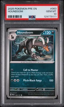 2025 PSA 10 Pokemon Prismatic Evolutions Houndoom Master Ball Rev 063/131 card - Image 1