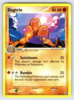 Dugtrio 22/112 2004 EX FireRed & LeafGreen Pokemon Card TCG Non Holo Rare - Mp - Image 1