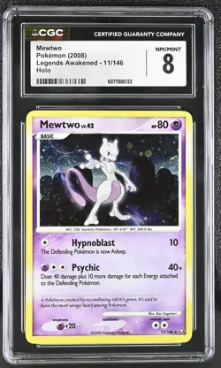 CGC 8 Mewtwo 2008 Legends Awakened 11/146 Holo Pokemon Card - Image 1