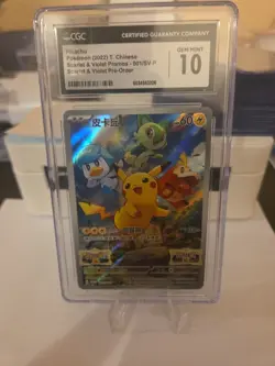 CGC 10 GEM MINT Pikachu 001/SV-P Promo Pokemon Card CHINESE Scarlet & Violet! - Image 1
