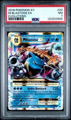 2016 POKEMON XY EVOLUTIONS #22 M BLASTOISE EX PSA 7 - Image 1