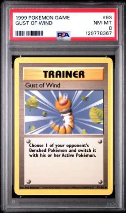 1999 POKEMON BASE SET UNLIMITED #93 GUST OF WIND PSA 8 - Image 1