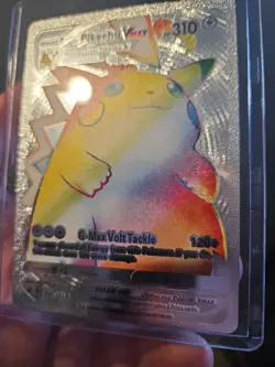 Pikachu VMax Rainbow Silver Foil Premium Fan Art Vinyl Pokemon Collector - Image 4